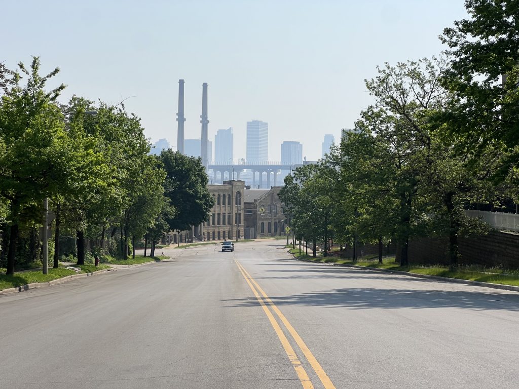 Wildfire smoke and the Milwaukee skyline. Photo by Jeramey Jannene.
